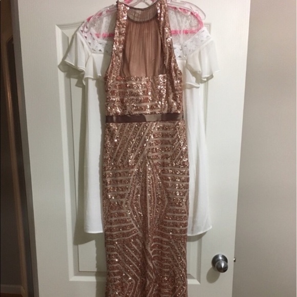 Rose Gold Sequin Dress - Great for Prom or Wedding Dress - Picture 5 of 5